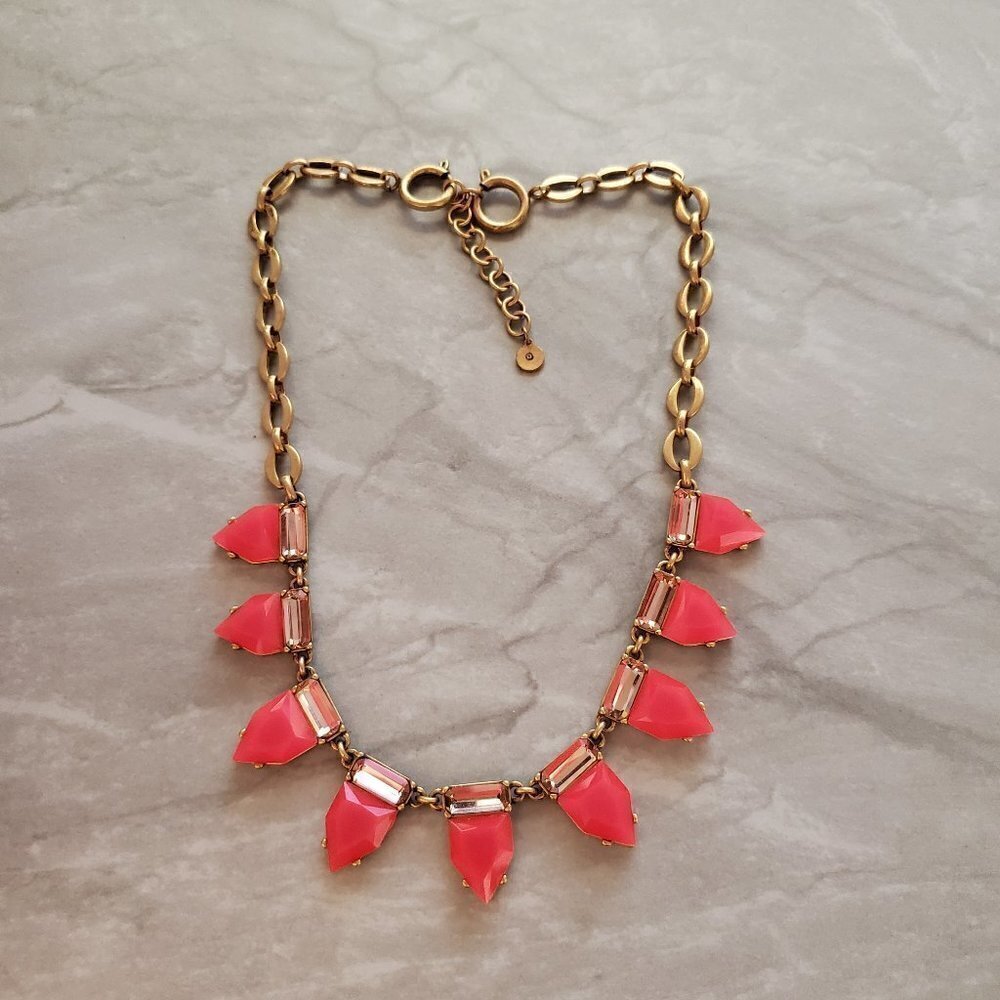 🎀 Stella and Dot Hot Neon Rhinestones Crystals Vintage Antiqued Gold Statement